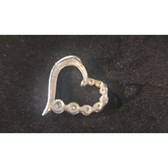 Sterling Silver Heart Pendant with Graduated Faux Diamonds - Picture 4 of 5